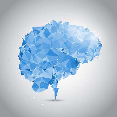 Low poly brain with connecting dots  vector