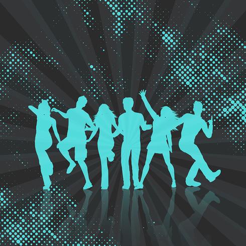 Party crowd on abstract dots background  vector