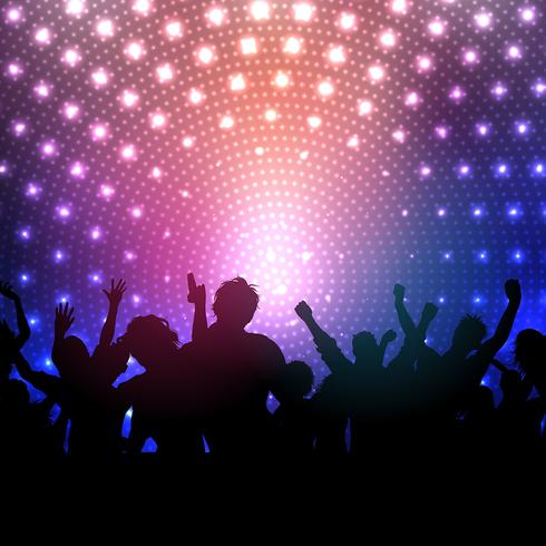 Party crowd on disco lights background  vector