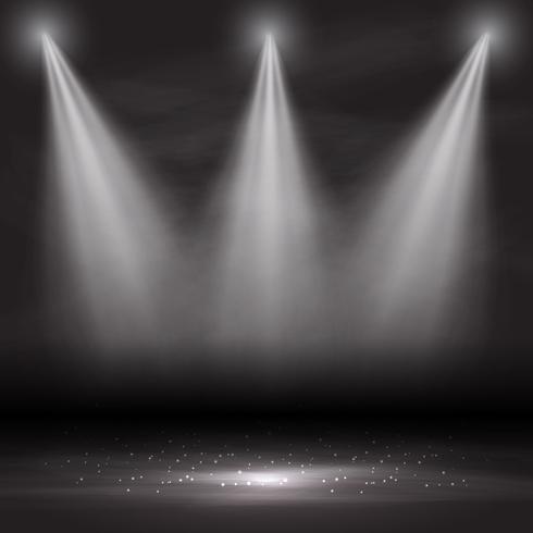 Spotlights shining down in empty room  vector