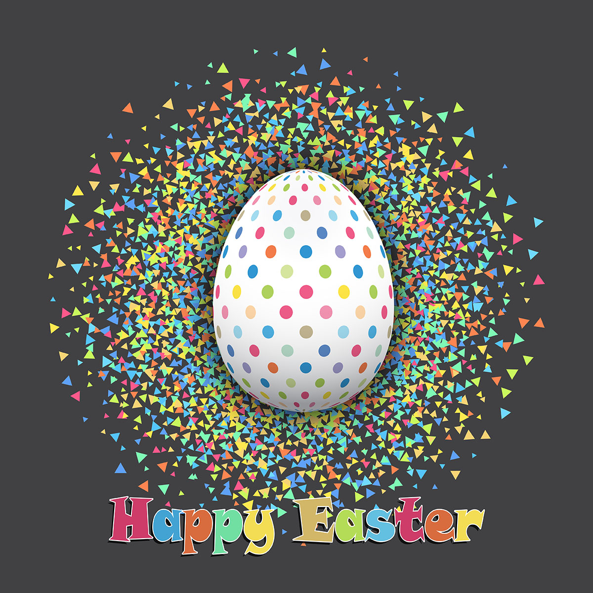 Spotted Easter egg on confetti background 204566 Vector Art at Vecteezy