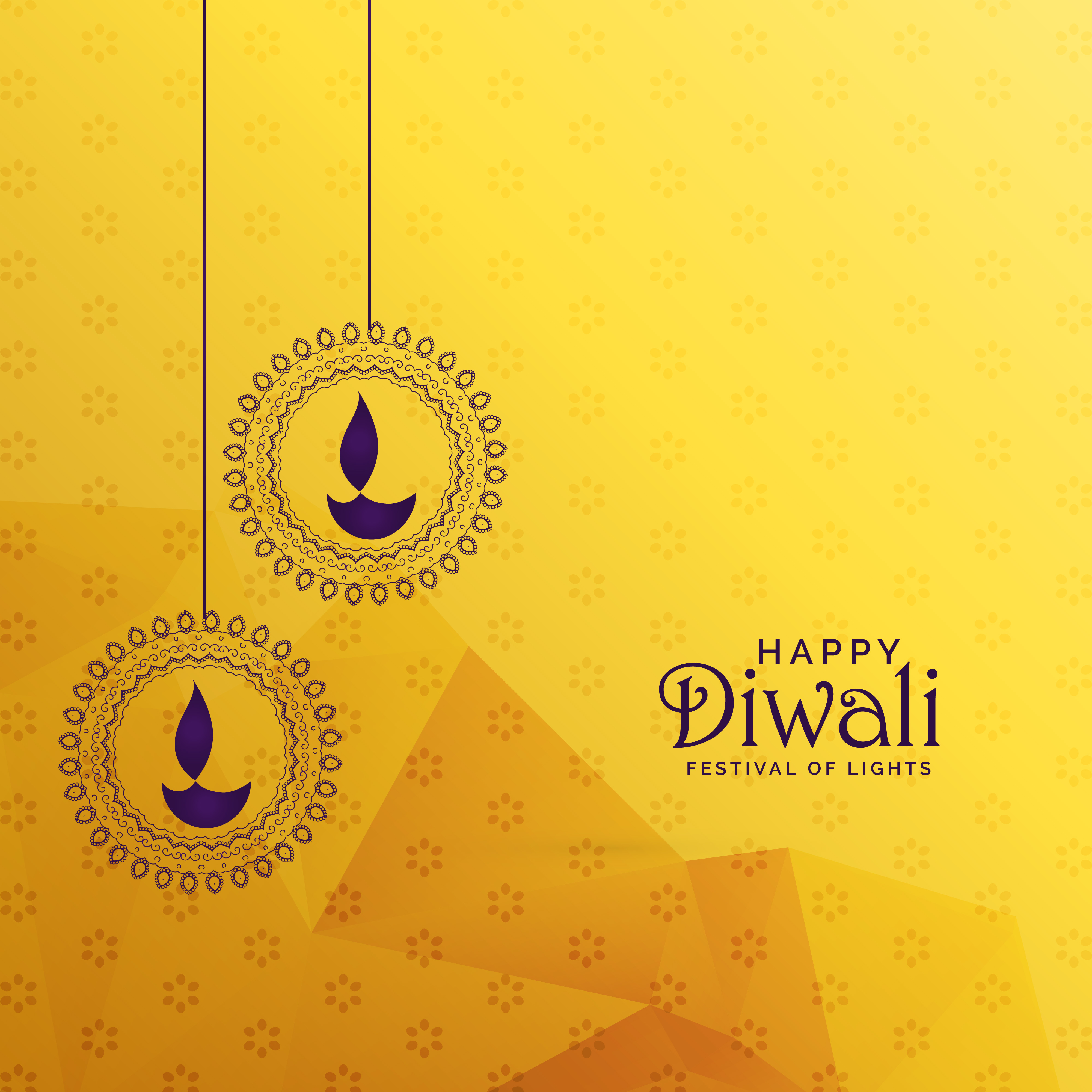 premium diwali greeting card design with diya decoration Download