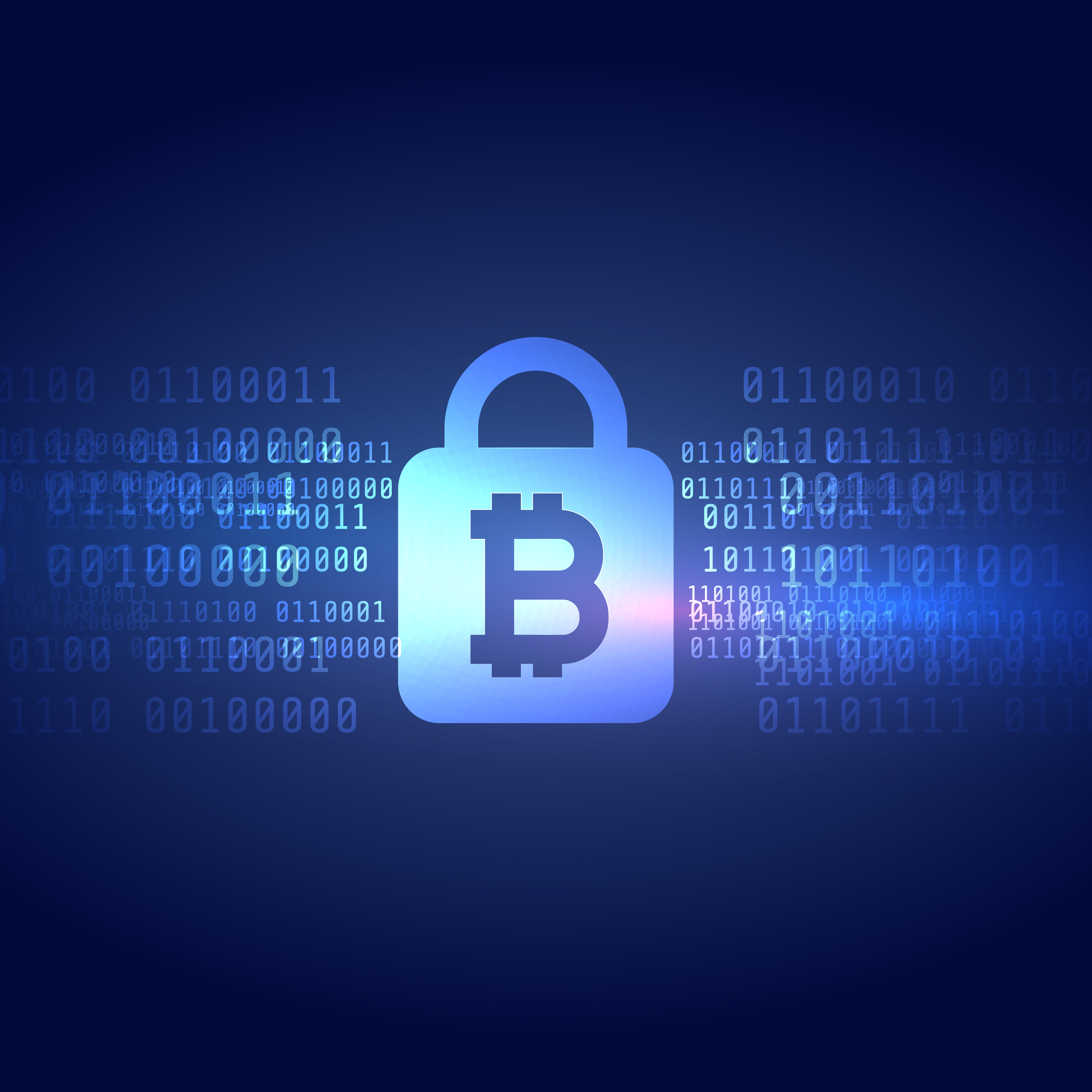 digital bitcoin symbol with secured lock shape background ...