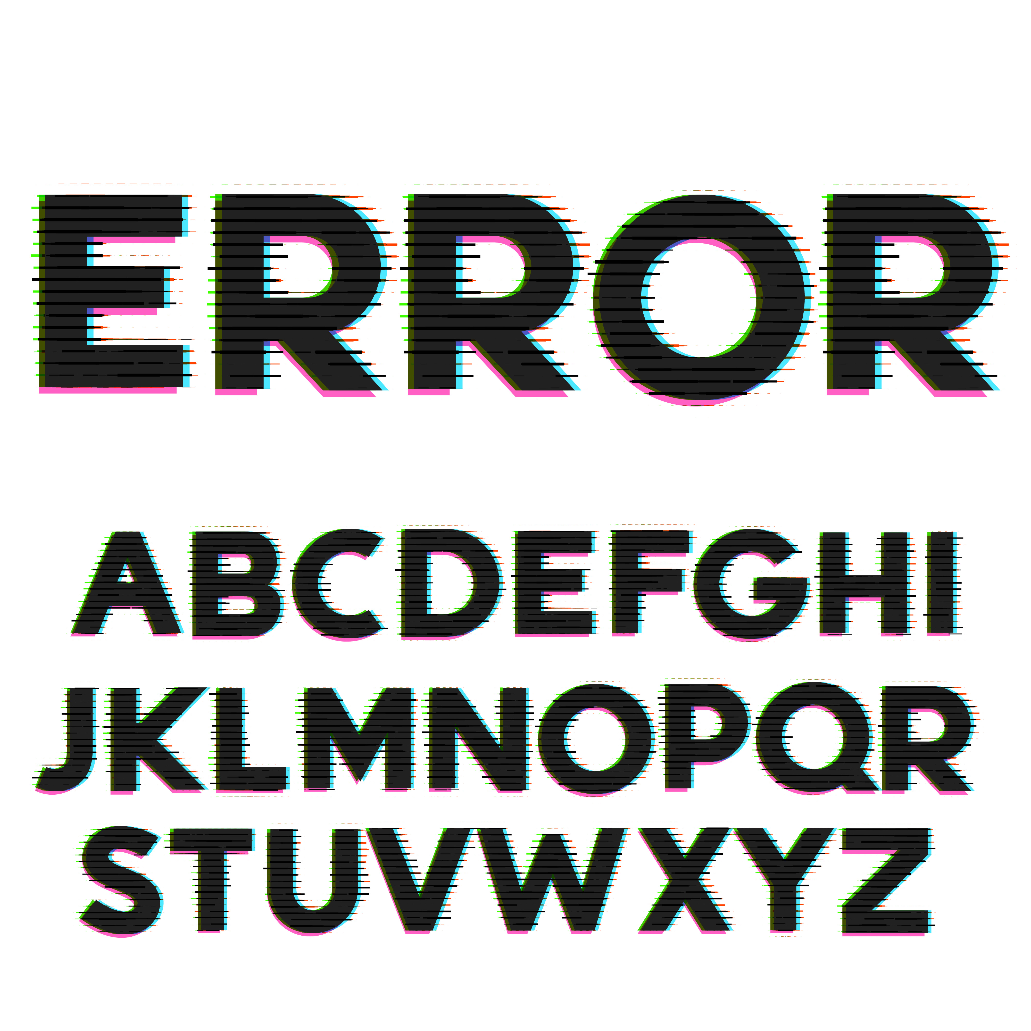 glitch and error style font  and alphabet design  Download 