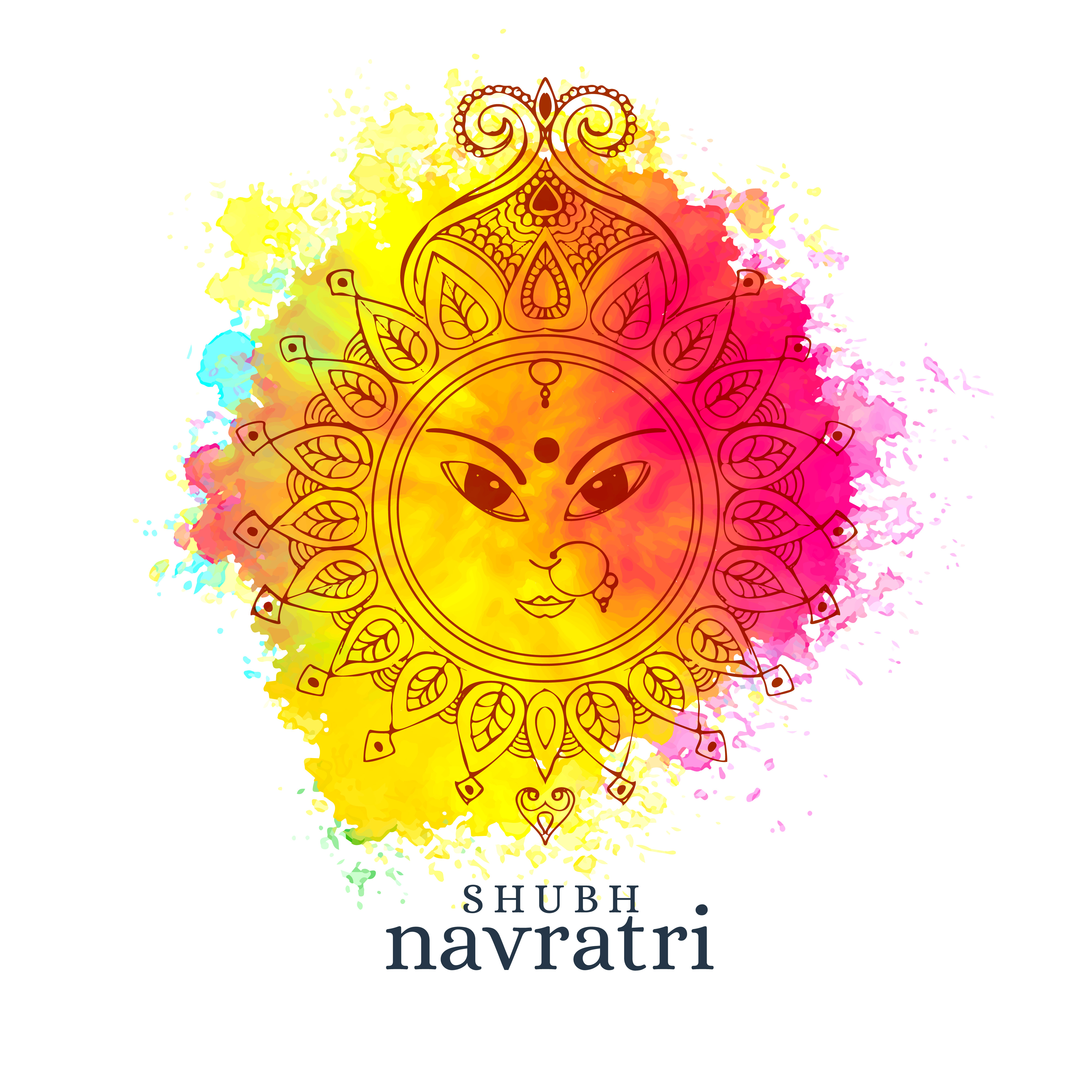 happy navratri illustration with maa durga face on happy navratri illustration with maa durga face on
