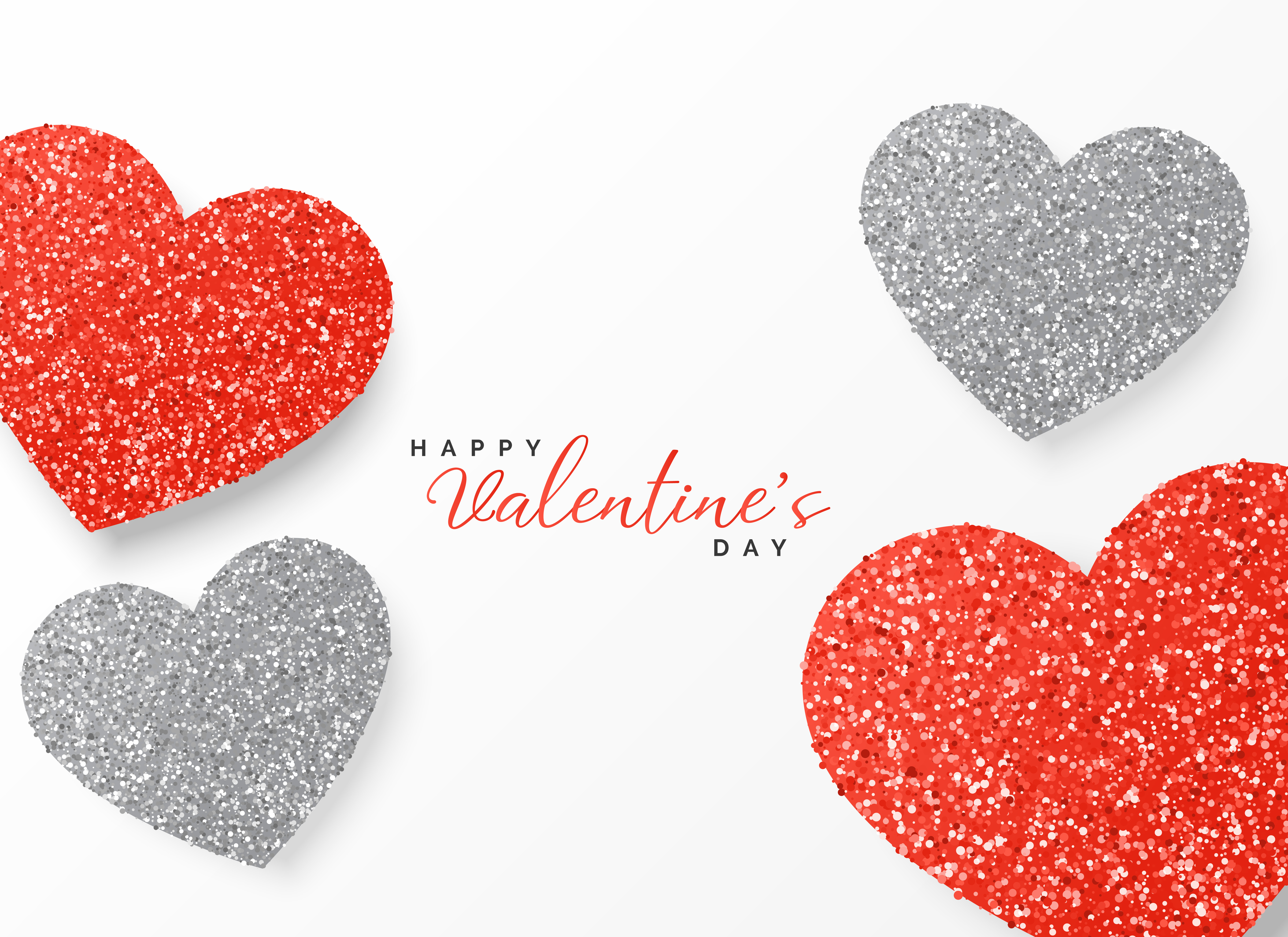 happy valentine's day greeting template glitter design in red an - Download Free ...