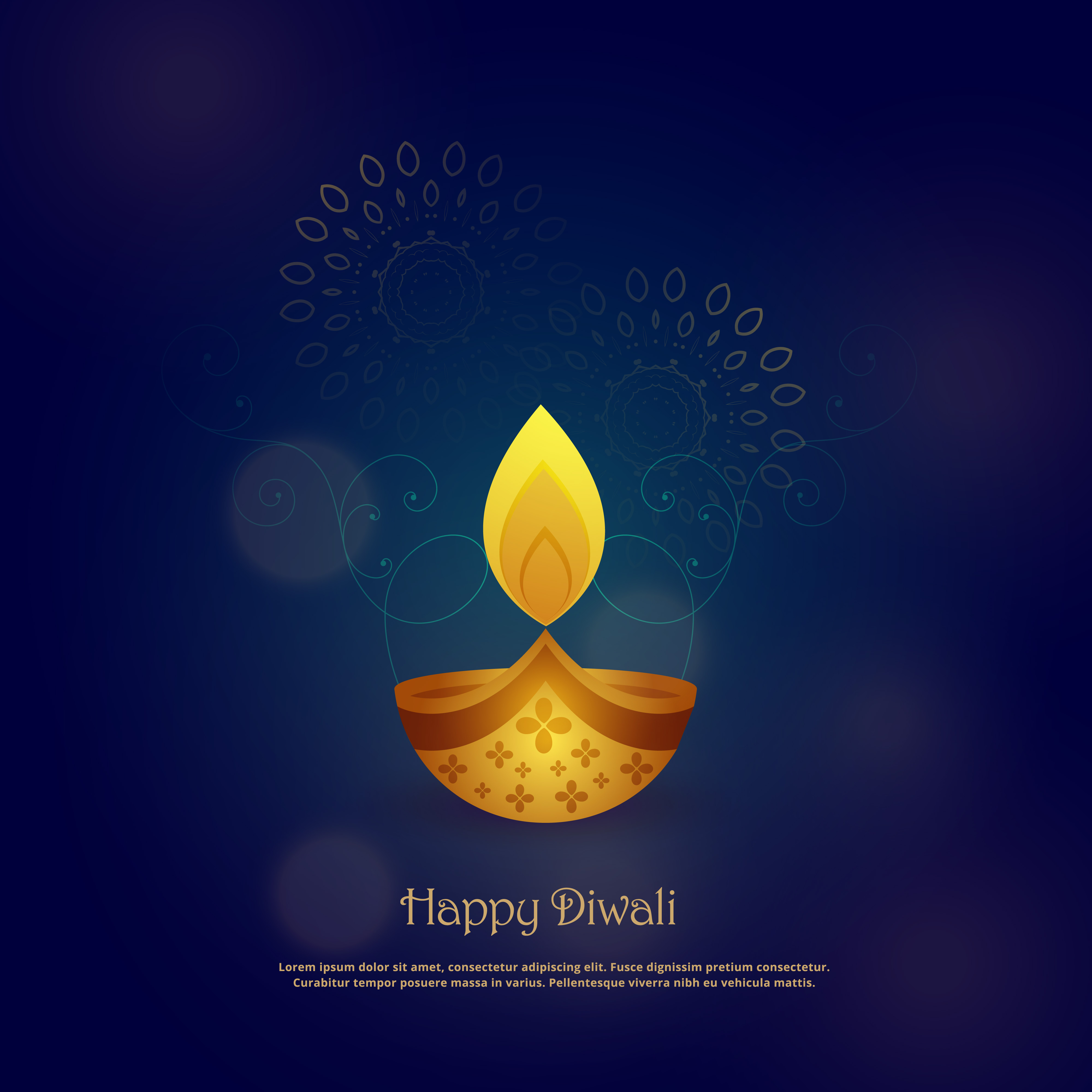 happy diwali card design with beautiful diya download
