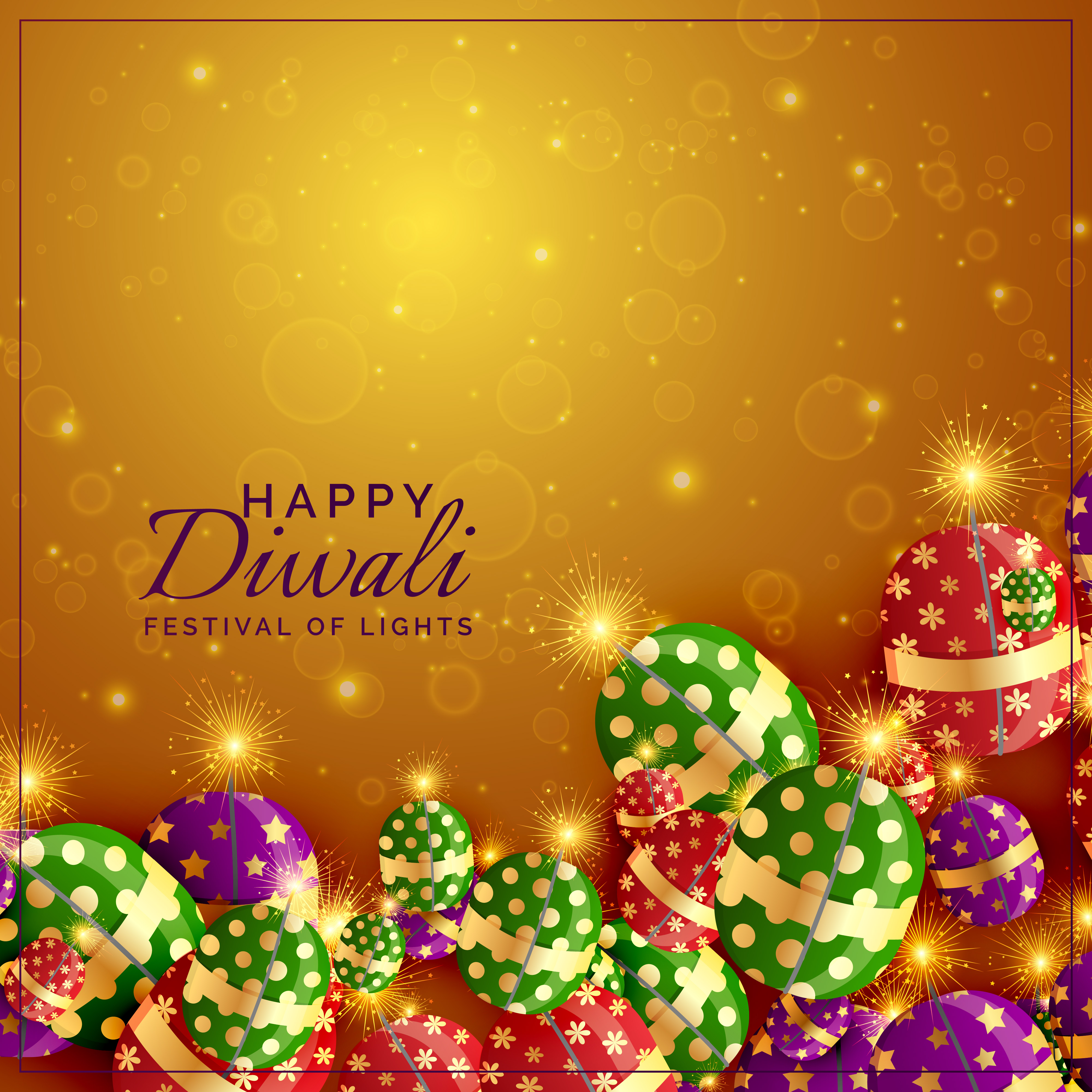 diwali crackers background with shiny sparkles Download Free Vector