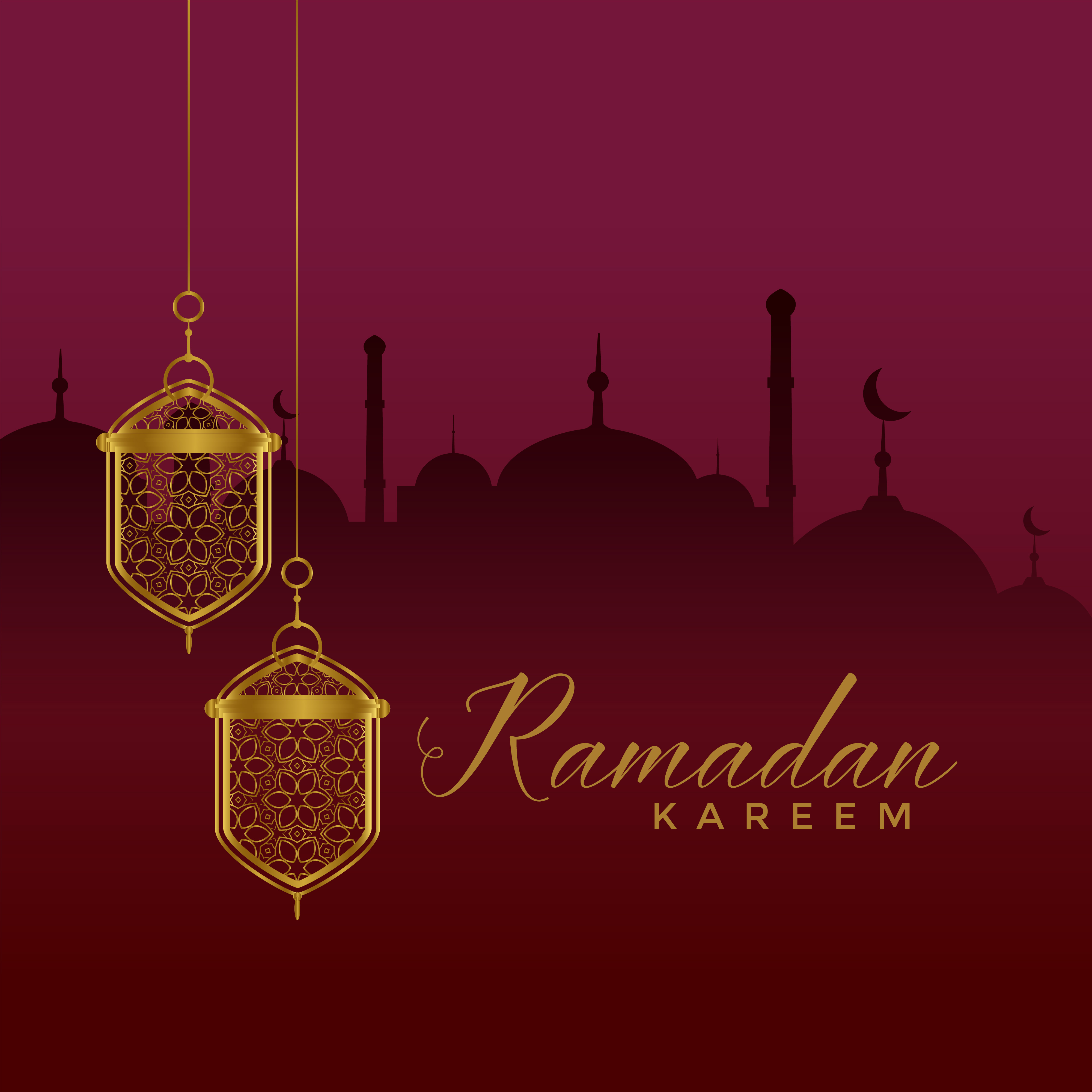 Elegant ramadan kareem festival greeting with hanging 