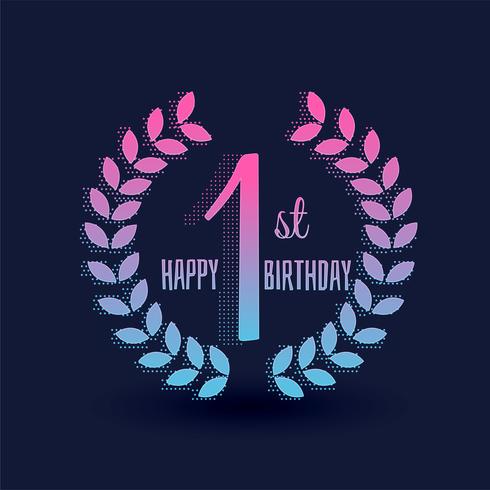 first happy birthday vector greeting