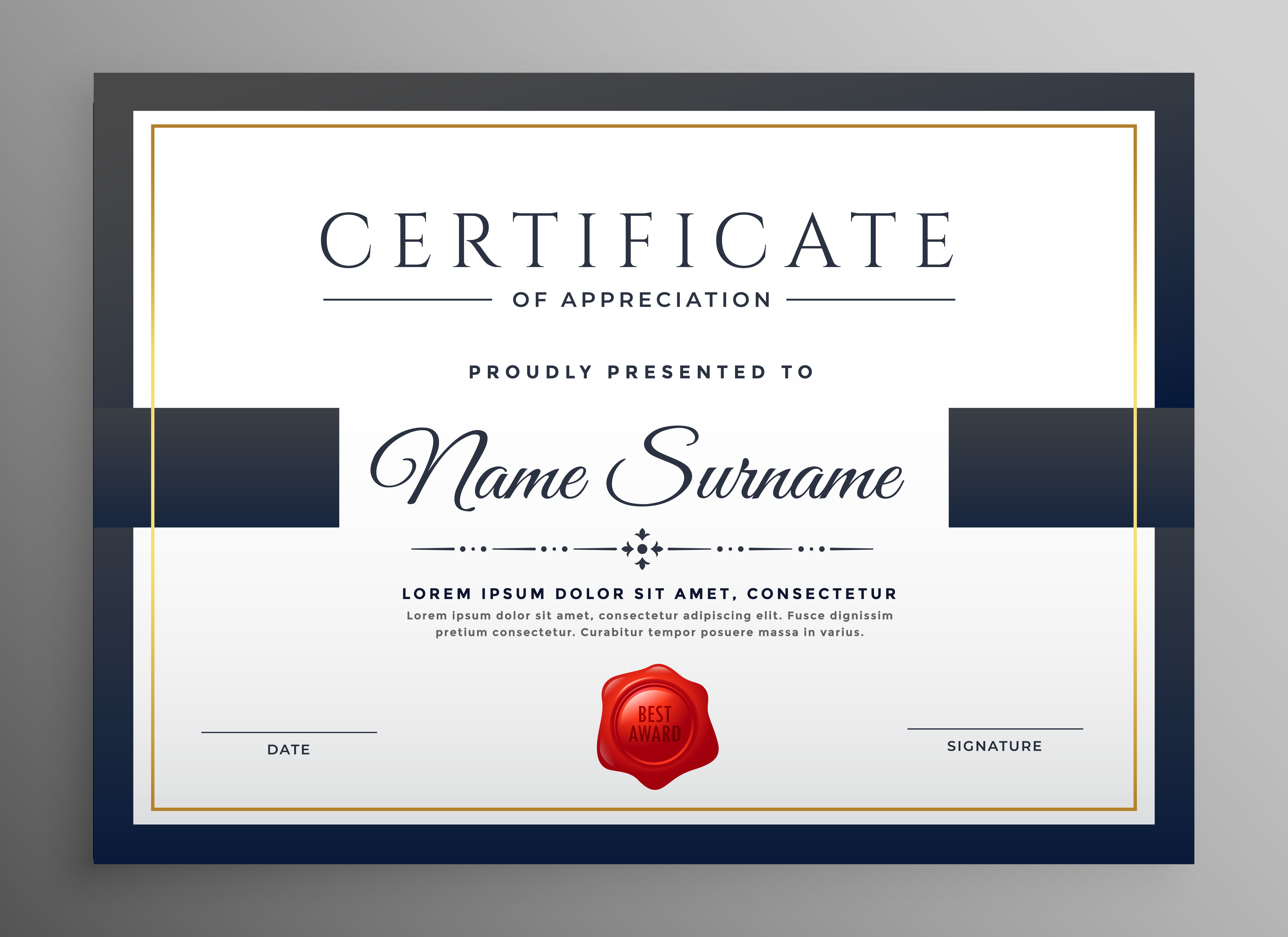 clean modern certificate template design - Download Free Vector Art ...