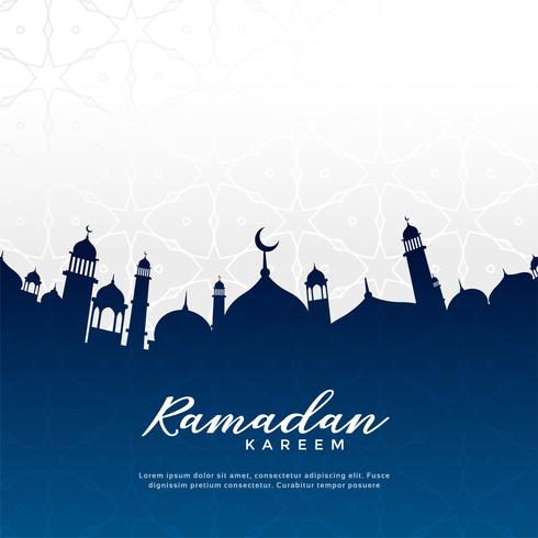 Ramadan kareem greeting design with mosque silhouette 