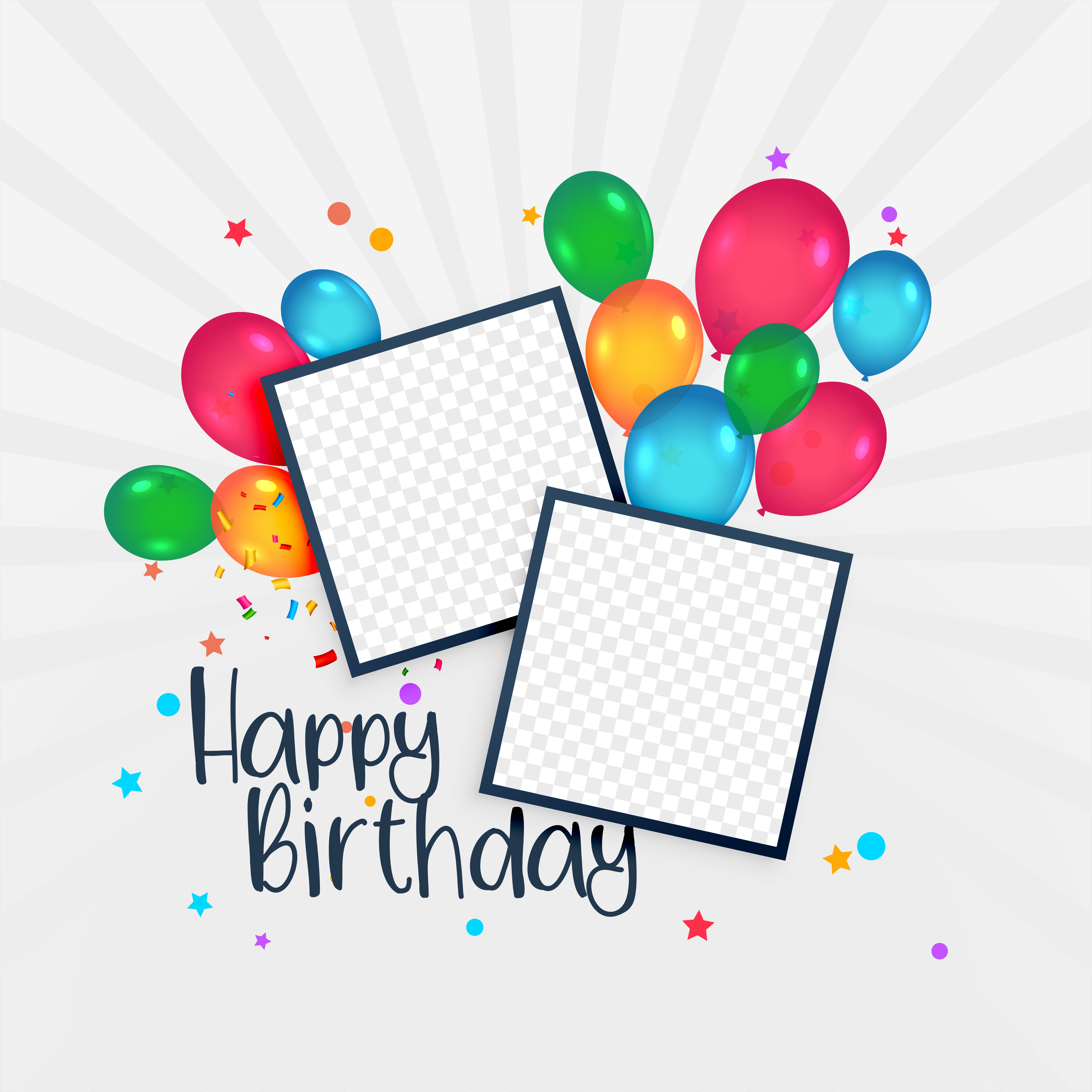 happy birthday card with photo frame and balloons - Download Free ...