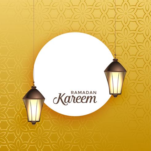 Hanging lantern with text space on golden background for 
