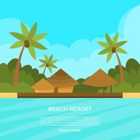 Flat Beach Resort Vector Illustration