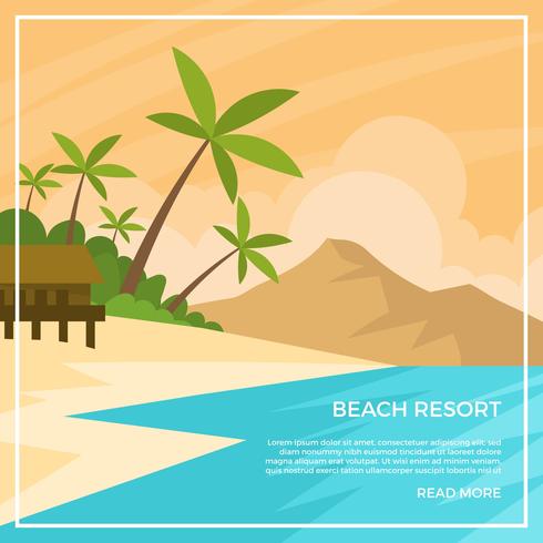 Ilustración de Vector de Flat Beach Resort