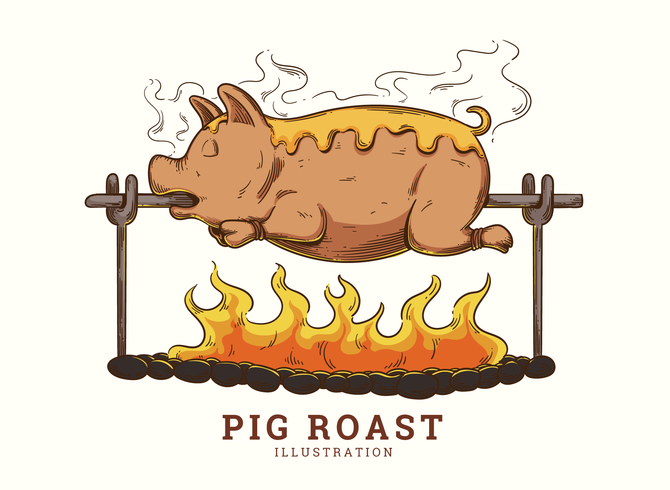 Ilustración de cerdo asado vector