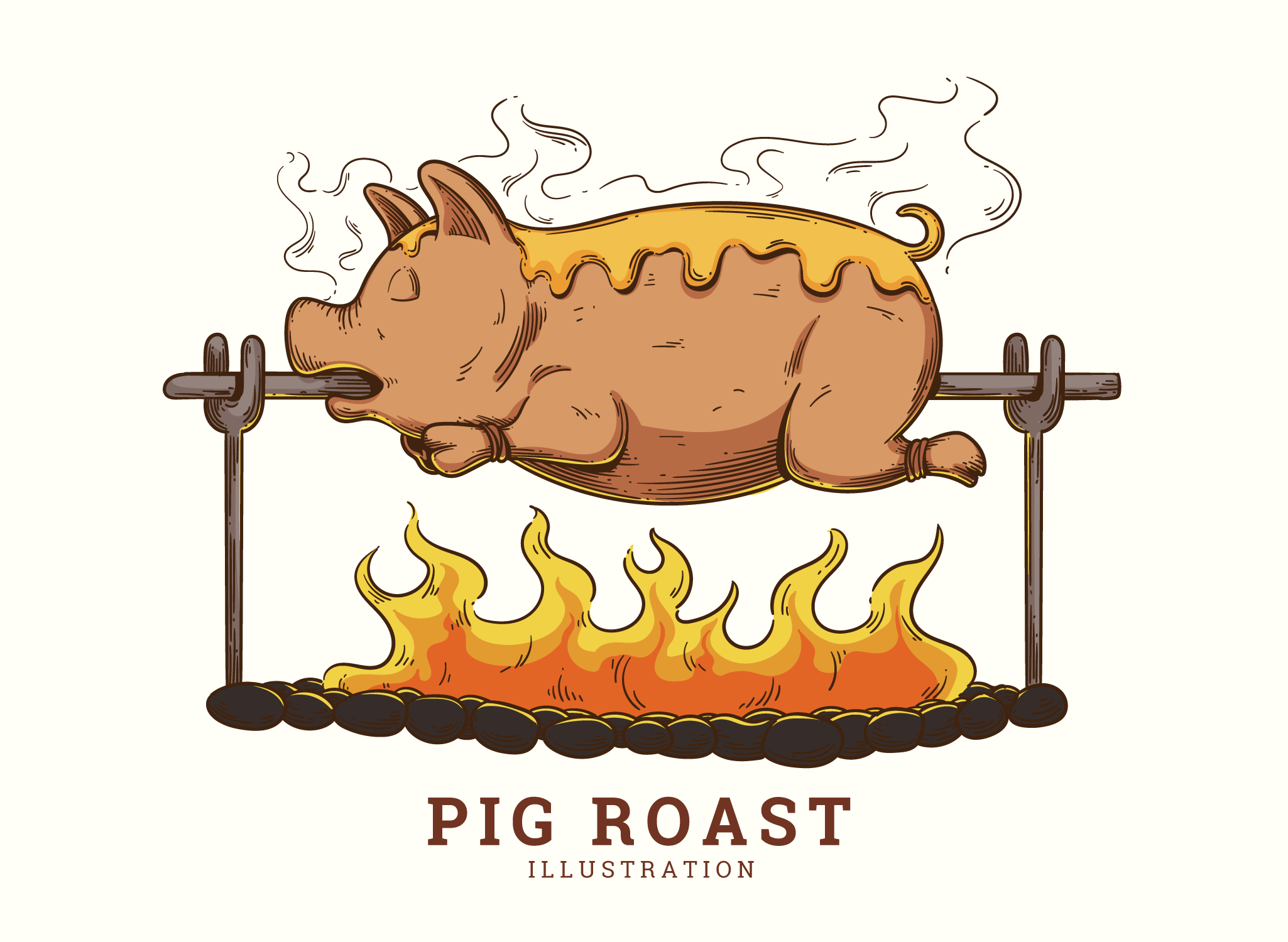 Nacionalni Shiroi Restoran Vector-pig-roast-illustration