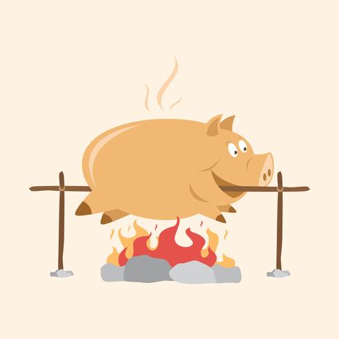 Ilustración de cerdo asado gordo vector