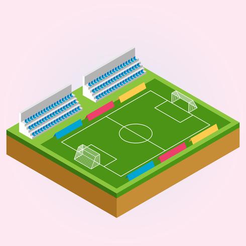 Ilustración isométrica del campo de fútbol de fútbol y fútbol vector