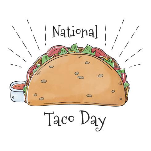 Cute Taco Food With Hot Sauce vector