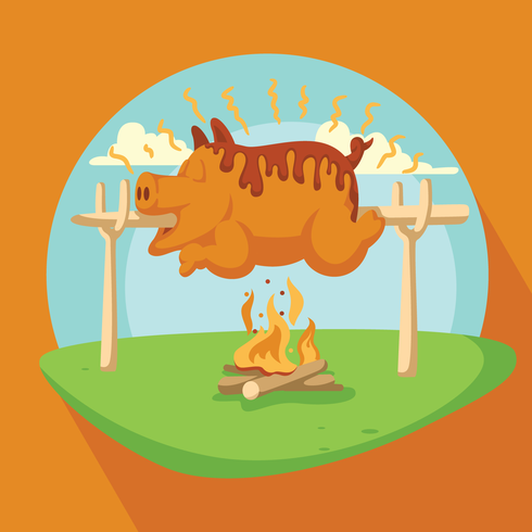 Ilustración de cerdo asado vector