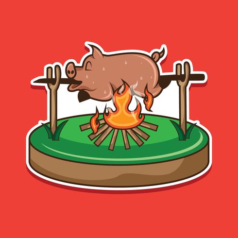 Pig Roast Sticker Vector