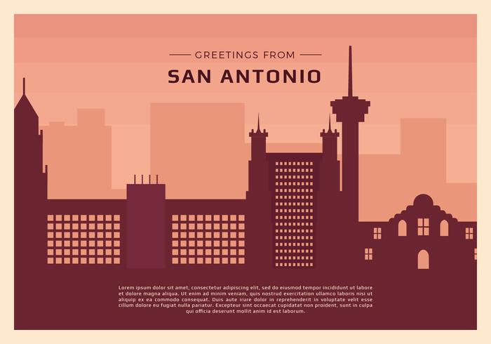 San Antonio Postcard Vector Illustration