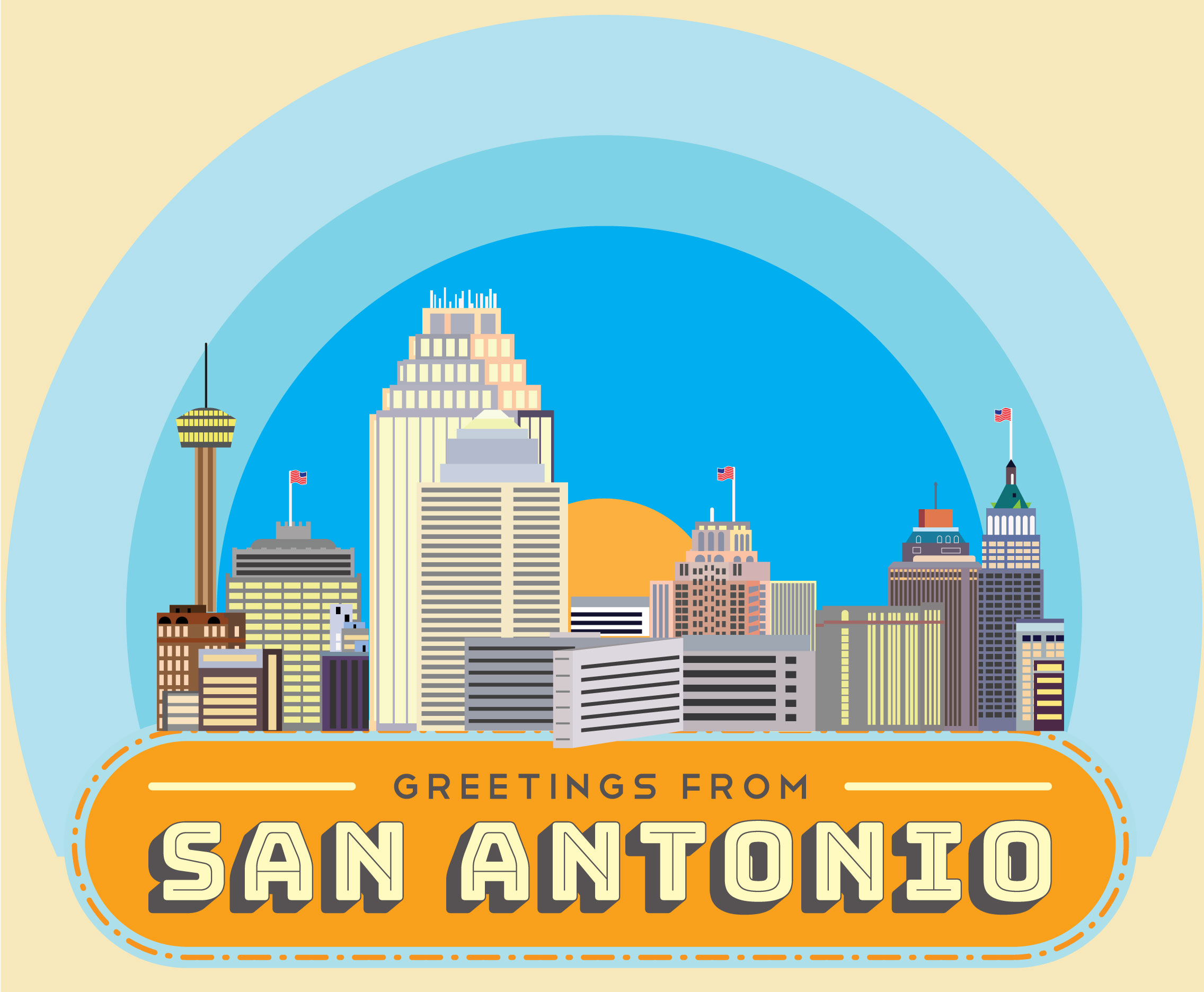 Greetings from San Antonio Vector 206137 Vector Art at Vecteezy