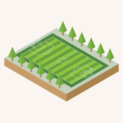 Vector de ilustración isométrica del campo de fútbol