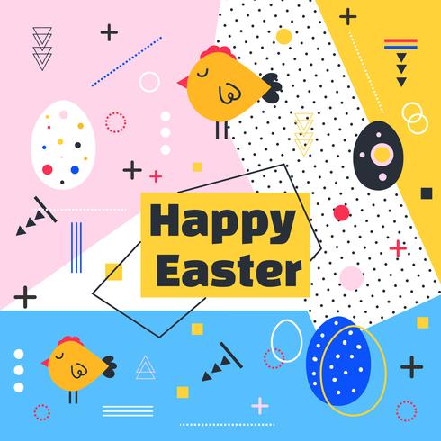 Trendy Memphis Easter Background vector