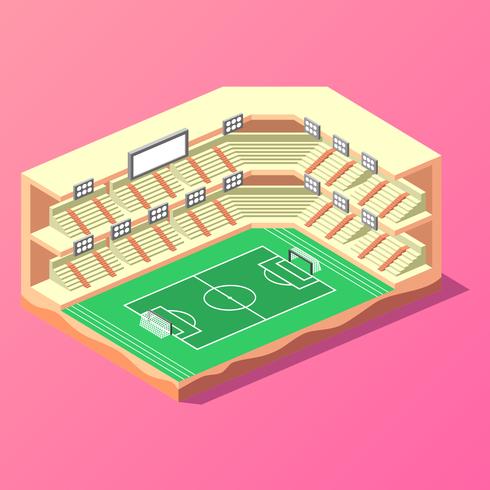 Isométrico, fútbol, ​​estadio, vector