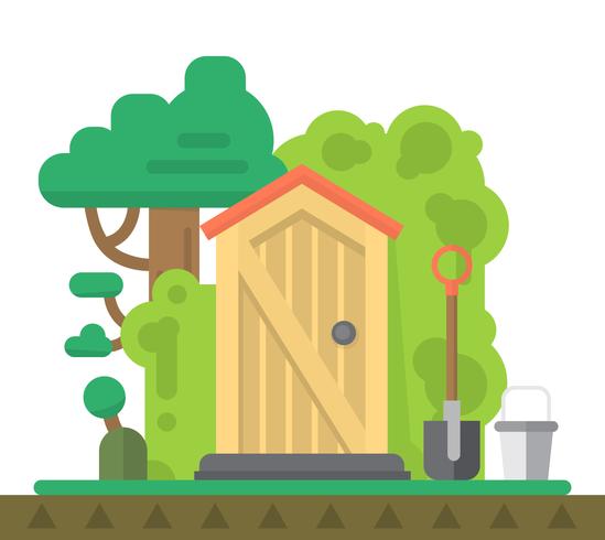 Flat Gardening Shed vector