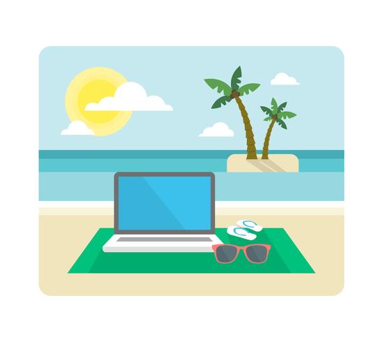Working on the Beach vector