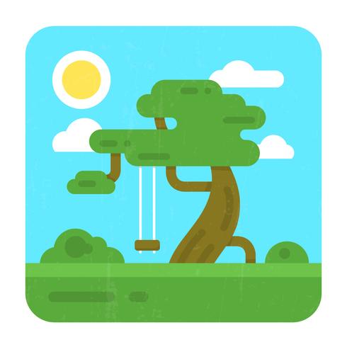 Flat Illustration with a Tree vector