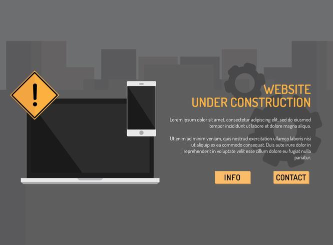 Sitio web bajo fondo de construcción vector