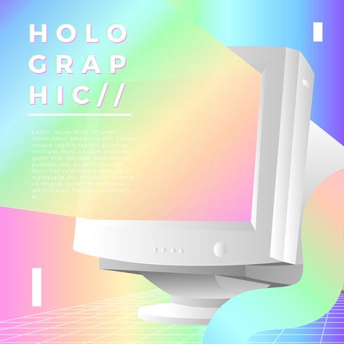 Holographic Art CRT Monitor vector