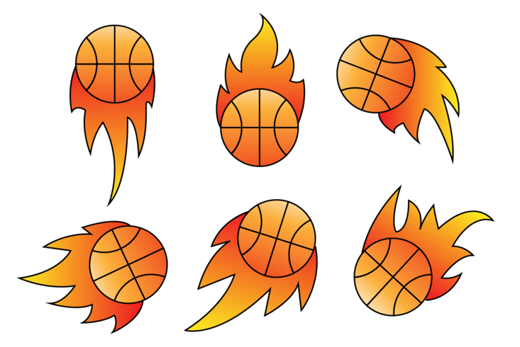 Baloncesto en vectores de fuego