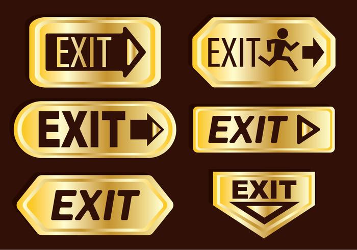 Emergency Exit Gold Icons vector