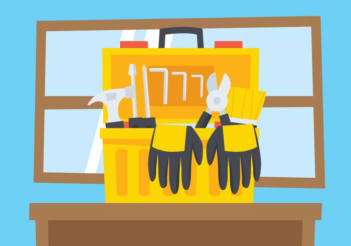 Opened Tool Box On Table vector