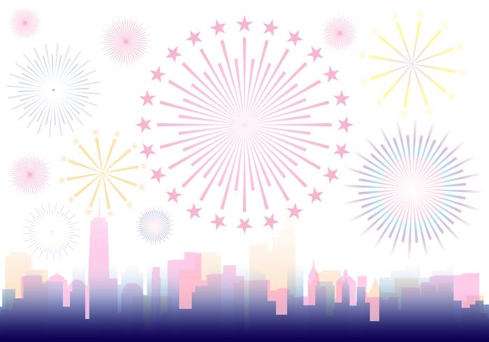 Fireworks Over A City Illustration vector