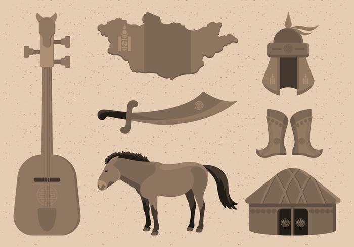 Mongol Item Collection Vector Illustration