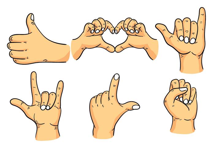 Mano dibujada gestos de mano Vector Set