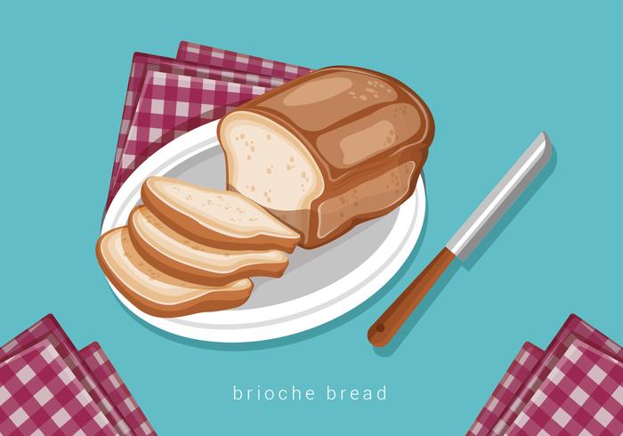 Brioche Bread in Plate Vector Illustration