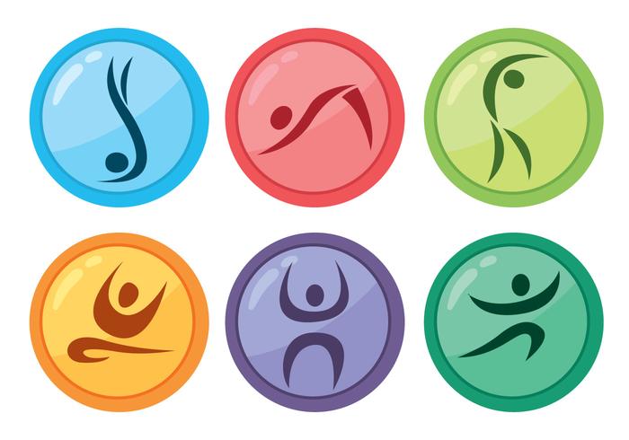 Colored Gymnast Circle Icons vector