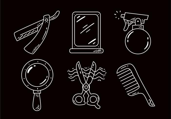 Barber Tools Outline Icons vector