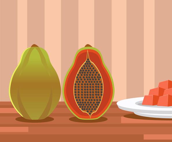 Papaya Illustration Vector