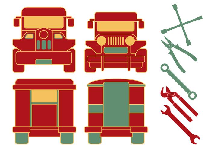 philippine jeepney herramientas mecánicas vector