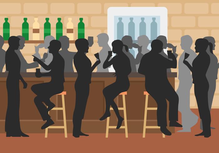 Crowded Bar Vector Illustration