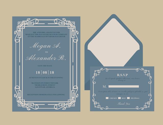 Tarjeta de boda Art Deco vector